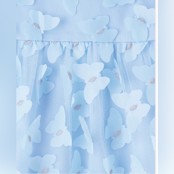 Children’s Place Girls 3D Butterfly Mesh Fit And Flare Dress - Blue 🦋 Size 6X-7 - Picture 13 of 13
